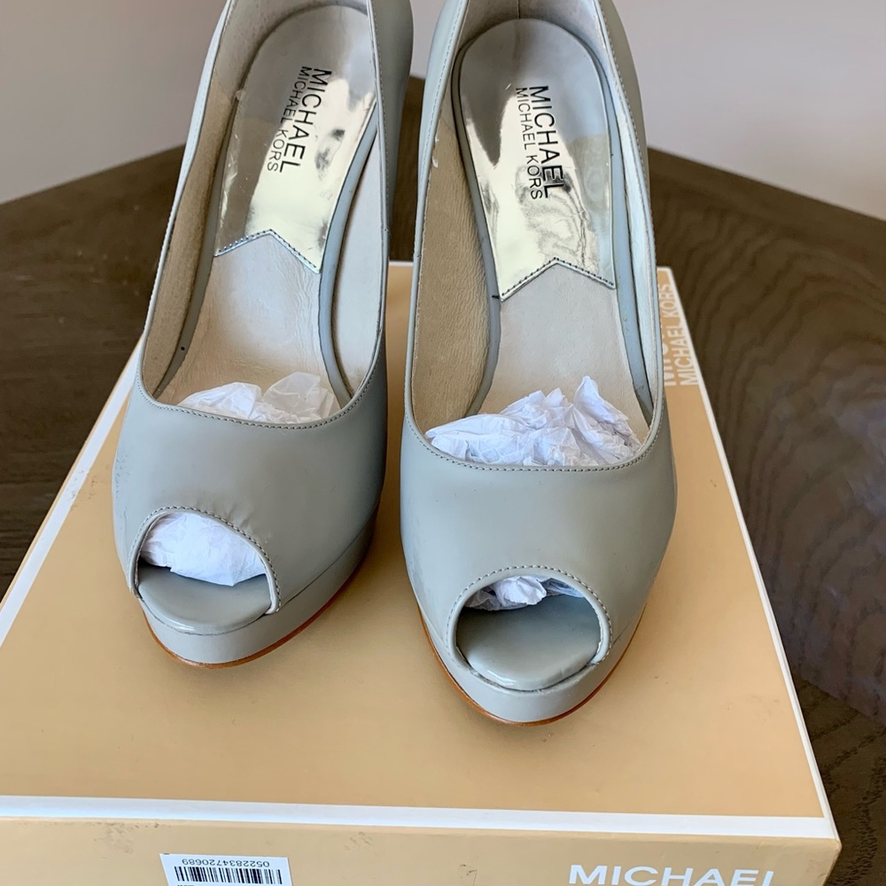 Michael Kors grey heels worn once in store
